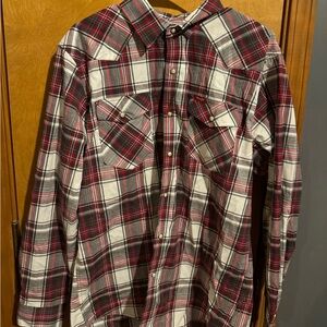 Wrangler Retro® Men’s Long Sleeve Snap Shirt Flannel Size L Red